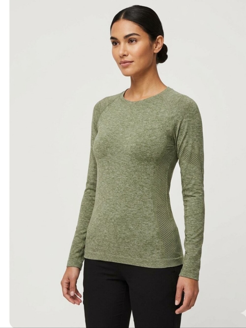FIGS Salta Seamless Long Sleeve Underscrub Top Moss Green S